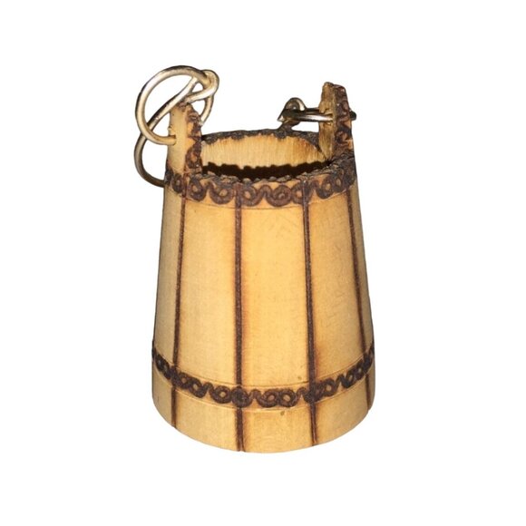 Small Miniature Wooden Hanging Bucket with Metal handle - Picture 1 of 7